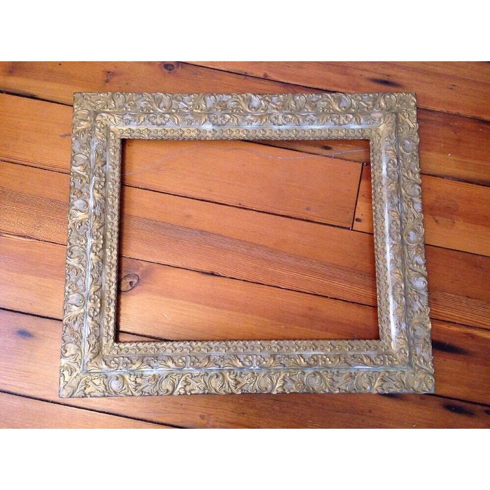Antique Vtg Gold Gilt Ornate Gesso Carved Frame Rococo Victorian Wooden 27x23